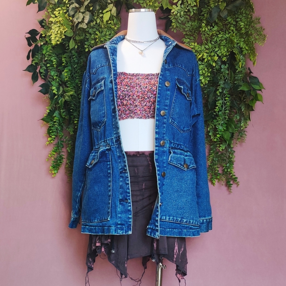Leather & Denim Cargo Jacket